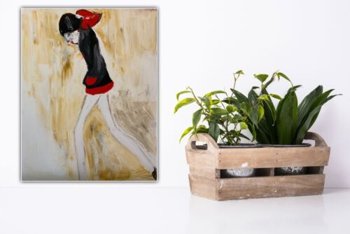 L S Lowry StyLe Abstract Oil Painting On Canvas 50 X 40cm Figurative Mini Skirt