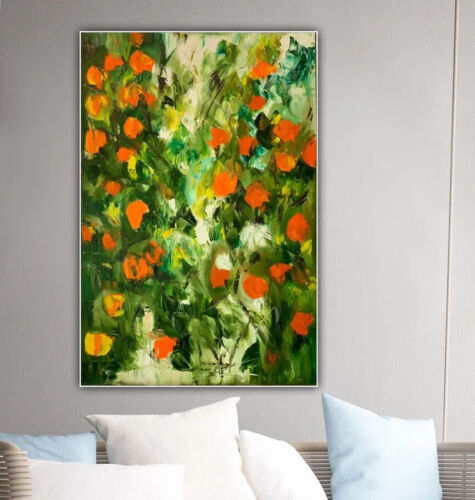 Richter Style Original Abstract Oil Painting On 90X 60cm Canvas Orange Tree