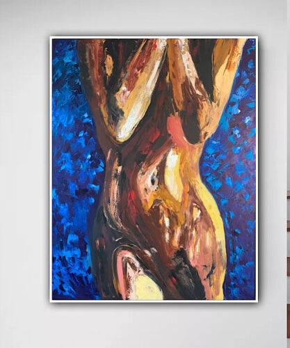 Large Abstract Original Oil Painting On 100x77cm canvas Sculpture Nude Unframed