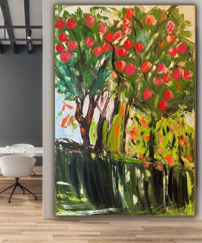Richter Style Original Abstract Oil Painting On Canvas 150x100cm ‘Apple Trees’ floral