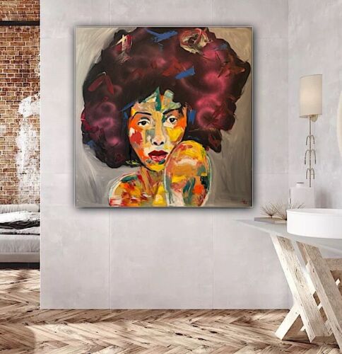 Oka Contemporary Abstract Original Oil Painting 80x80cm Canvas Woman Portrait