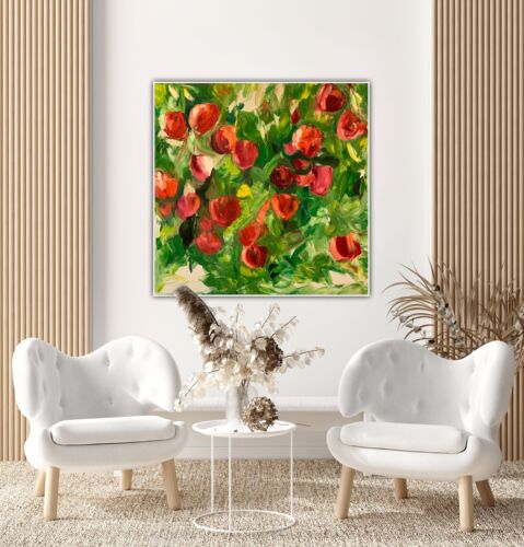 Richter StyLe Abstract Oil Painting On Canvas 50x50cm Apples In Bloom 1 In Oka floral