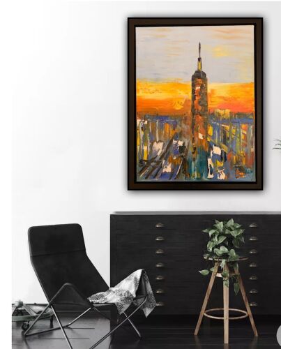 Framed Original Abstract Oil Painting On deep Canvas 50 x 40cm x 4cm New York