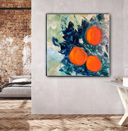 Richter Style Original Abstract Oil Painting On Canvas 80x80cm Orange Tree