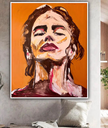 Richter StyLe Abstract Original Oil Painting On Canvas 100x80cm Graffiti pop art portrait framed in oak