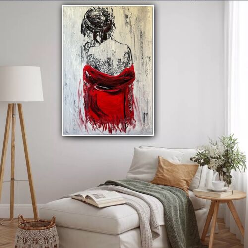 Richter StyLe Abstract Original Oil Painting On Canvas 70x50cm Morning Nude Red