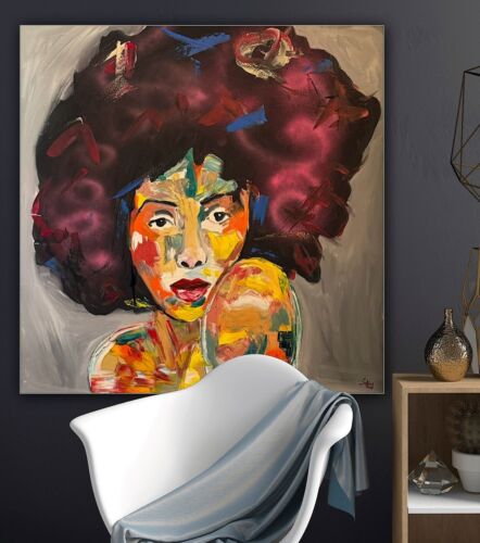 Oka Contemporary Abstract Original Oil Painting 80x80cm Canvas Woman Portrait