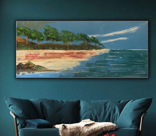 Paul Gauguin Style Large Landscape Oil Painting On Canvas ‘Seaside’ 120cm X 50cm