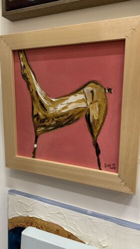 Framed Abstract Original Oil Painting on 37x37cm canvas Marini Morano Horse animal