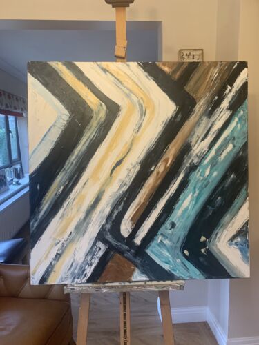 Richter Style Original Abstract Oil Painting On Canvas 90 X 90cm Pathways, Retro