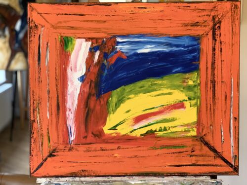 Howard Hodgkin Style Abstract Oil Painting 50X60cm On Canvas Going For A Walk