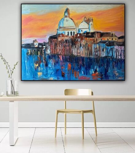 Kandinsky Original Abstract Oil Painting On Canvas 100 X 80cm Venice Landscape