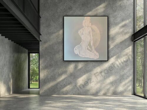 Richter Style Original Abstract Oil Painting On 80x80cm Canvas Pure White ‘Nude’