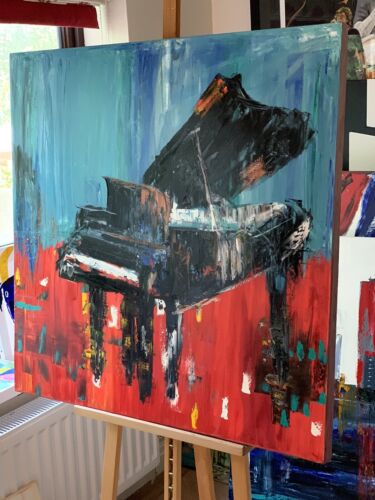 Richter Style Original abstract Oil Painting On Canvas 90X90cm Grand Piano Music