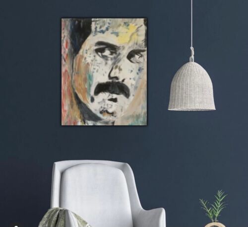 Freddie Mercury Original Abstract Oil Painting On Canvas 30x25cm Queen Portrait