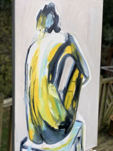 Richter stl Abstract Original Oil Painting On Canvas 90x60cm Yellow Nude oka