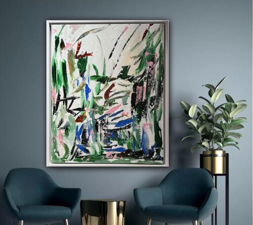 Framed Oka Contemporary Abstract Original Oil Painting Whispers Of The Wind II floral