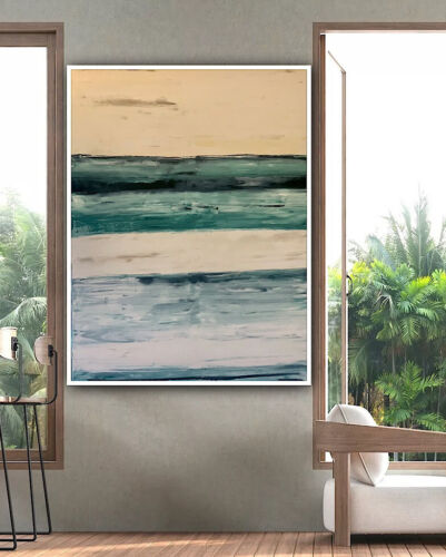 Richter Style Striped Sea Sky Original Oil Painting On Canvas 100x80cm LikE Oka
