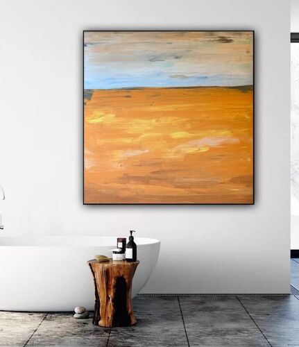 Richter StyLe Abstract Original Oil Painting On Canvas 90x90cm Gold Sands Sea
