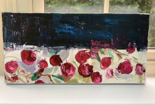 Richter StyLe original Abstract Oil Painting On Canvas 60X30cm Cherries oka