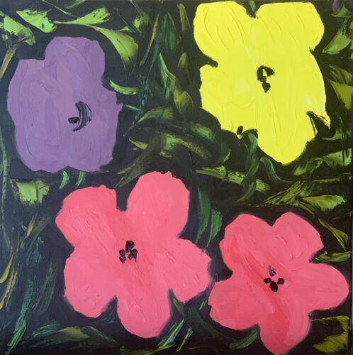 Andy Warhol Style Abstract Oil Painting On Canvas 40cm X 40cm Large Pop Art study