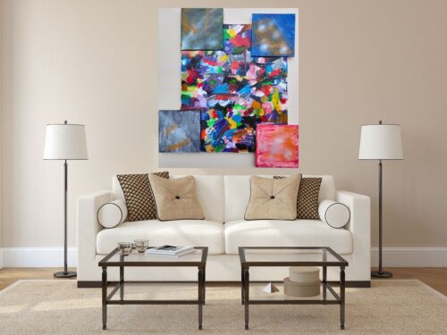 Mark Rothko Style Abstract Oil Painting On Canvas 50x60cm Yellow, Orange, Blue