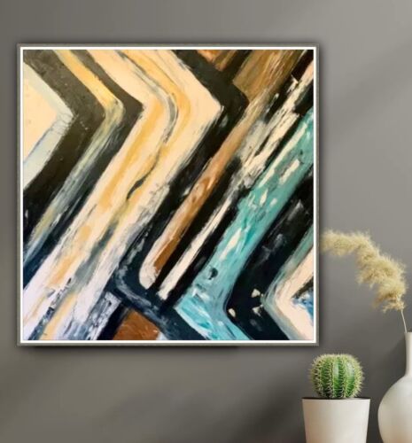 Richter Style Original Abstract Oil Painting On Canvas 90 X 90cm Pathways, Retro