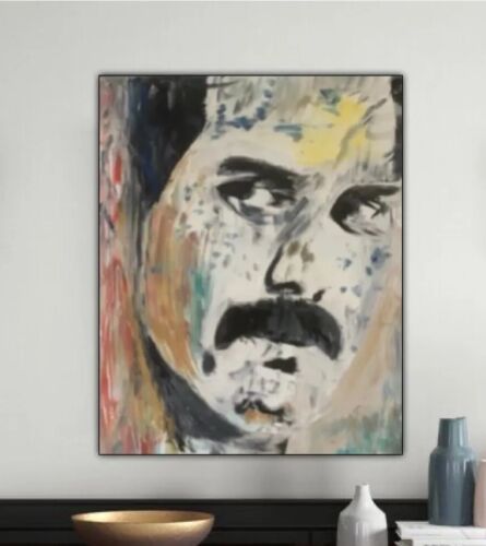 Freddie Mercury Original Abstract Oil Painting On Canvas 30x25cm Queen Portrait