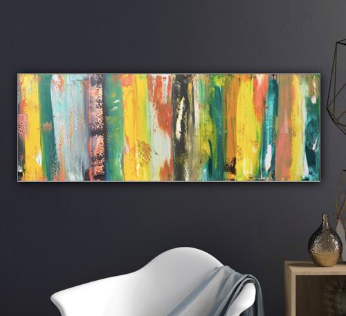 Richter Style Original Abstract Oil Painting On 80x30cm Canvas Happy Shades Oka