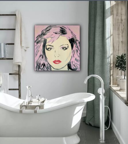 Original Abstract Oil Painting On Canvas 40x40Cm Pop Art Debbie Harry (pink) music