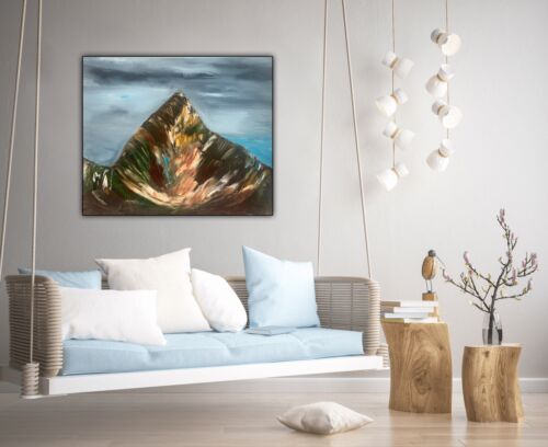Richter Original Abstract Oil Painting On 1.8cm Canvas 50x60cm Mountain Peak Art
