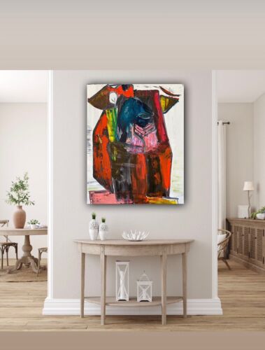 Original abstract Cubism style Oil Painting On Deep 2cm Canvas 50x60cm Owl Tate