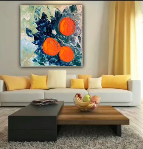 Richter Style Original Abstract Oil Painting On Canvas 80x80cm Orange Tree