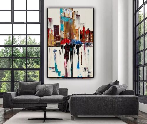 Richter Original Abstract Oil Painting 76x52x4cm Canvas Paris Rain Love