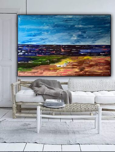 Richter Style Original Abstract Oil Painting On Canvas 150x100cm Seascape Ocean