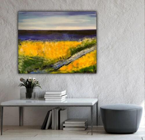 Richter Style Abstract Original Oil Painting On 2cm Canvas 60x76cm Lake District seaside