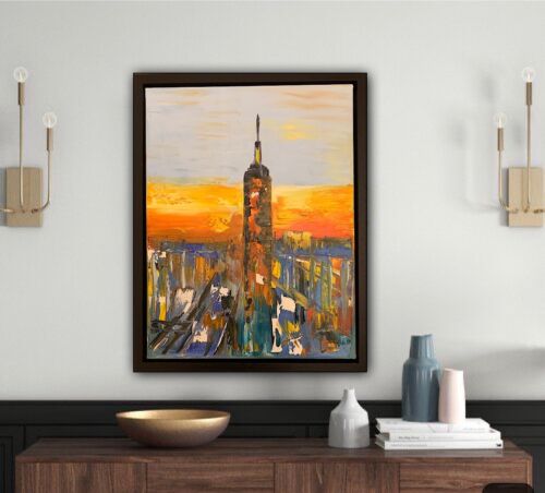 Framed Original Abstract Oil Painting On deep Canvas 50 x 40cm x 4cm New York