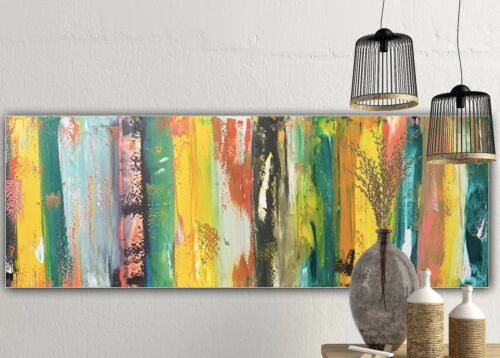Richter Style Original Abstract Oil Painting On 80x30cm Canvas Happy Shades Oka