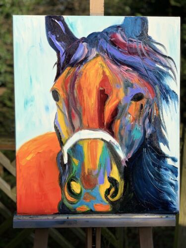 Richter StyLe Abstract Original Oil Painting On Canvas 50x60cm Dante Flame Horse