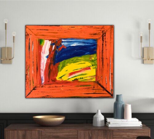 Howard Hodgkin Style Abstract Oil Painting 50X60cm On Canvas Going For A Walk