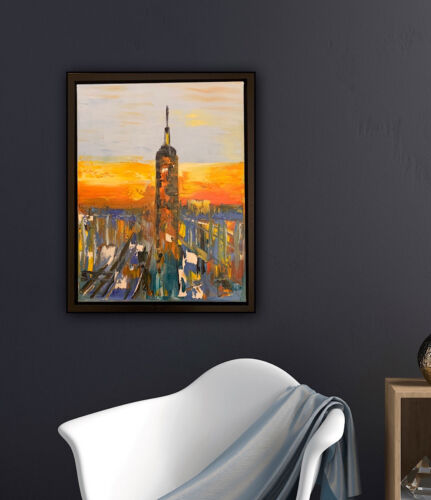 Framed Original Abstract Oil Painting On deep Canvas 50 x 40cm x 4cm New York