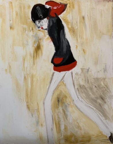 L S Lowry StyLe Abstract Oil Painting On Canvas 50 X 40cm Figurative Mini Skirt