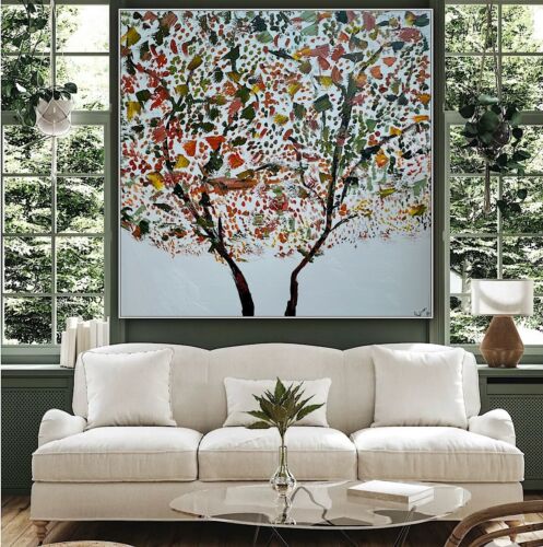 Framed Monet Style Original Abstract Oil Painting On Canvas 80 x 80cm Lot of flowers