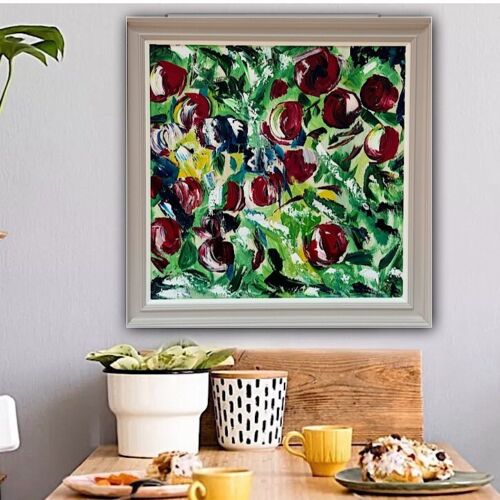 Framed Original Anstract Oil Painting On Canvas 71x71cm Apple Tree 2 Texture Oka