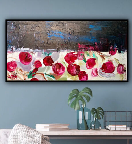 Richter StyLe original Abstract Oil Painting On Canvas 60X30cm Cherries oka