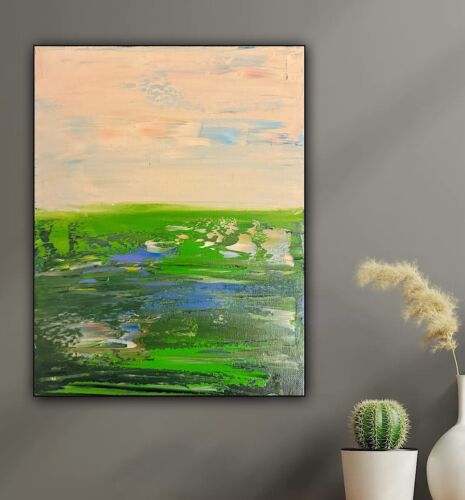 L.S. Lowry Style Original Oil Painting On Canvas 30x23cm ‘Lake District’ Lands