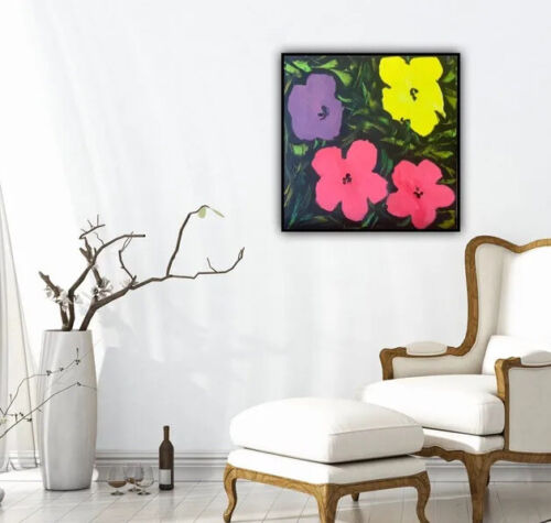 Andy Warhol Style Abstract Oil Painting On Canvas 40cm X 40cm Large Pop Art study