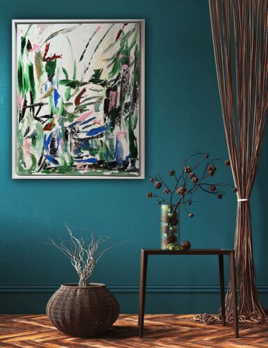 Framed Oka Contemporary Abstract Original Oil Painting Whispers Of The Wind II floral