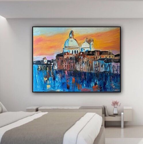 Kandinsky Original Abstract Oil Painting On Canvas 100 X 80cm Venice Landscape