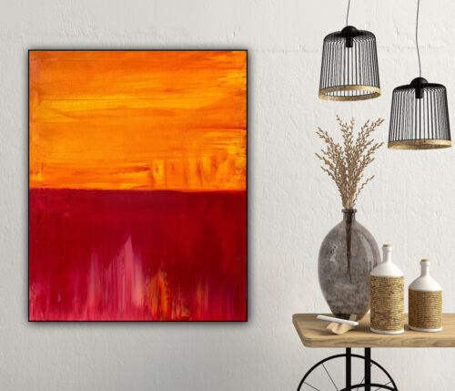 MarK Rothko Style Rustic Abstract Original Oil Painting On Canvas 50x40cm Red